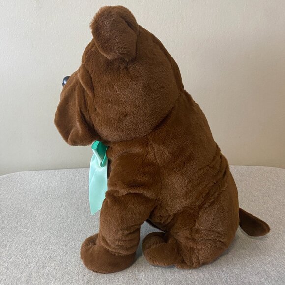 NWOT Shoppers Drug Mart Valentine's Day XOXO Brown Bulldog Teal Bow 14" - Picture 2 of 7